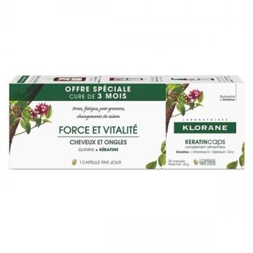 KLORANE - QUININE KERATINE - Cheveux et ongles trio de 30 capsules