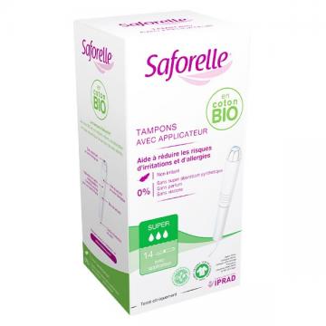 SAFORELLE COTON - Protections tampons super avec applicateur - 14 unites