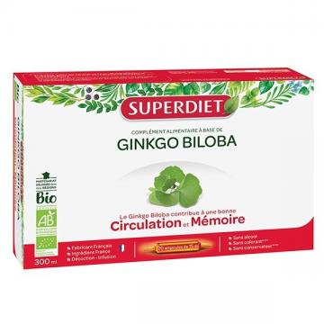 SUPER DIET - GINKGO BILOBA circulation et mémoire 20 AMPOULES