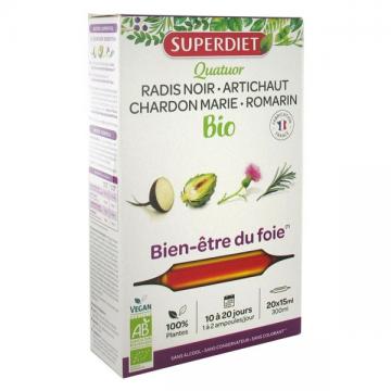 SUPERDIET - Quatuor bio bien-être du foie Bio 20 ampoules de 15ml