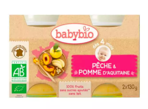 BABYBIO - Petit pot peche & pomme 130G2