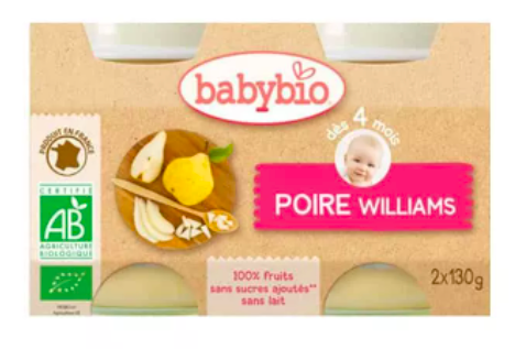 BABYBIO - Petit pot  poire williams 2x130g