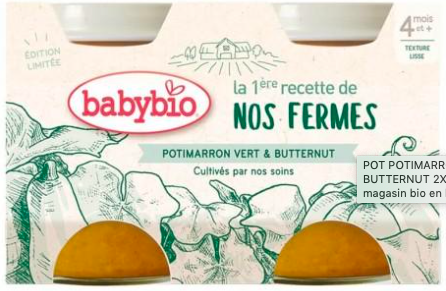 BABYBIO - Pot Potimarron vert courge butternut 2x130g