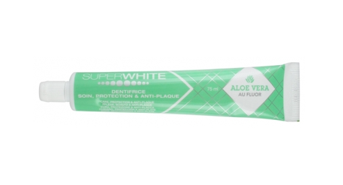 SUPERWHITE - Dentifrice soin protection & anti-plaque aloe vera 75ml