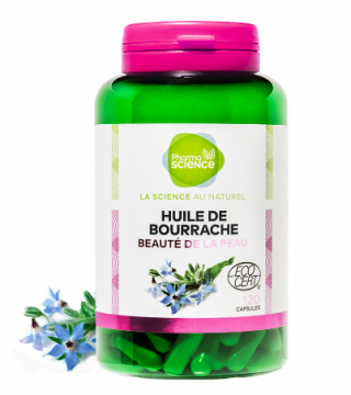 PHARMASCIENCE - Huile de bourrache beauté de la peau 120 capsules