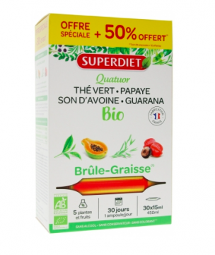 SUPERDIET - Quatuor Brûle-Graisses bio 20 ampoules + 50% offert