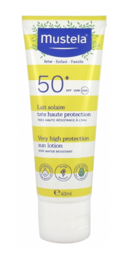 MUSTELA - Lait Solaire Très Haute Protection Bébé-Enfant-Famille SPF50+ 40 ml