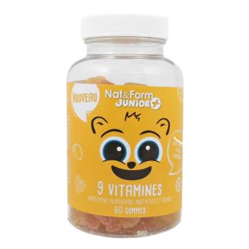 NAT ET FORM - OURS JAUNE 9 VITAMINES - 60 gommes